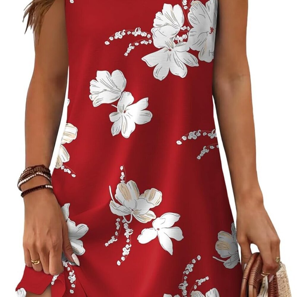 Womens Summer Dress Loose V Neck Sleeveless Sundress Coverup Large